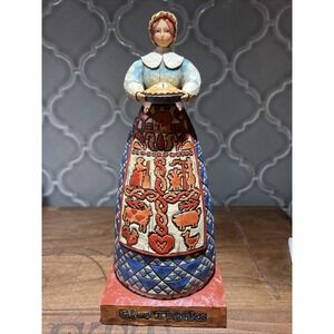 Jim Shore Heartwood Creek 2004 Give Thanks 11" Pilgrim Woman With Pie 117658